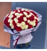 Букет красно-белых роз Эквадор 101 шт